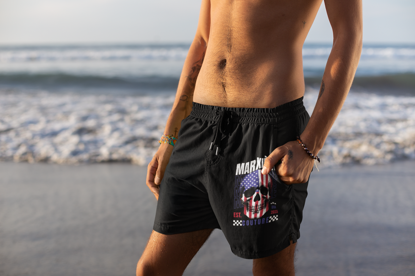 MARXIÈRE Swim Shorts „USA COUTURE SKULL“ - MARXIÈRE-Fashion