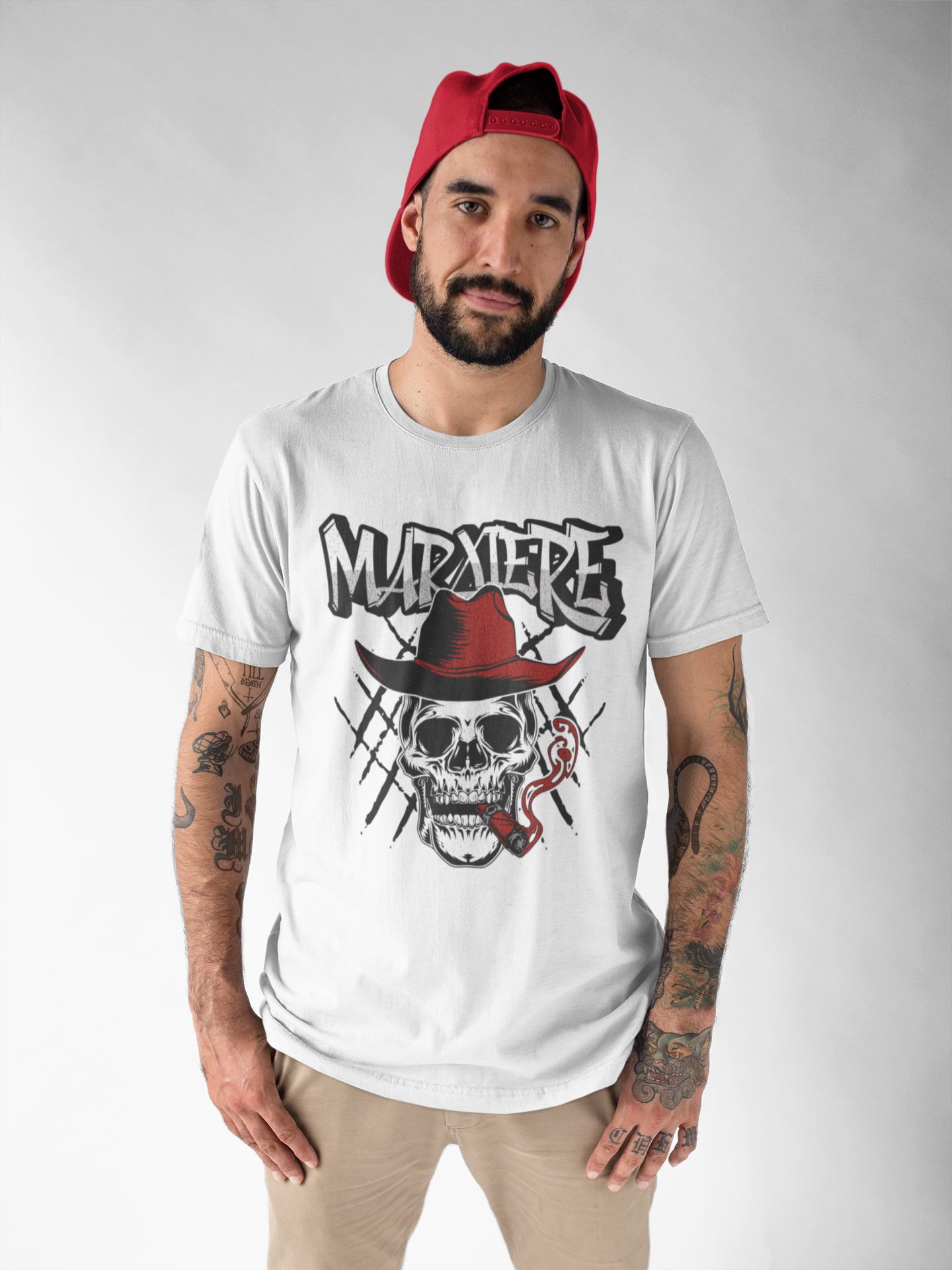 MARXIÈRE Unisex T-Shirt - Red Hat Skull - MARXIÈRE-Fashion